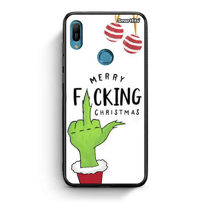 Huawei Y6 2019 Merry F Xmas θήκη από τη Smartfits με σχέδιο στο πίσω μέρος και μαύρο περίβλημα | Smartphone case with colorful back and black bezels by Smartfits
