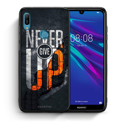 Θήκη Αγίου Βαλεντίνου Huawei Y6 2019 Never Give Up από τη Smartfits με σχέδιο στο πίσω μέρος και μαύρο περίβλημα | Huawei Y6 2019 Never Give Up case with colorful back and black bezels