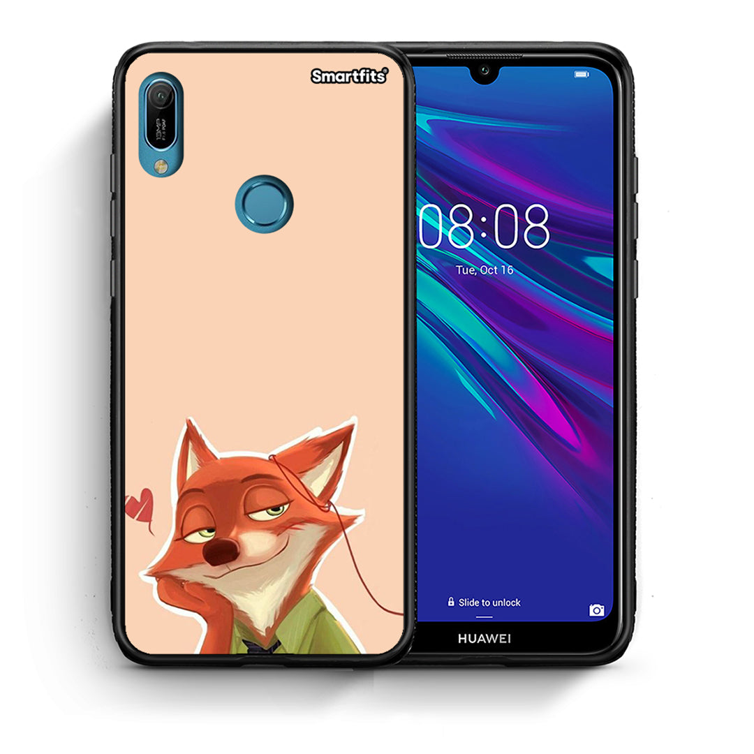 Θήκη Huawei Y6 2019 Nick Wilde And Judy Hopps Love 1 από τη Smartfits με σχέδιο στο πίσω μέρος και μαύρο περίβλημα | Huawei Y6 2019 Nick Wilde And Judy Hopps Love 1 case with colorful back and black bezels