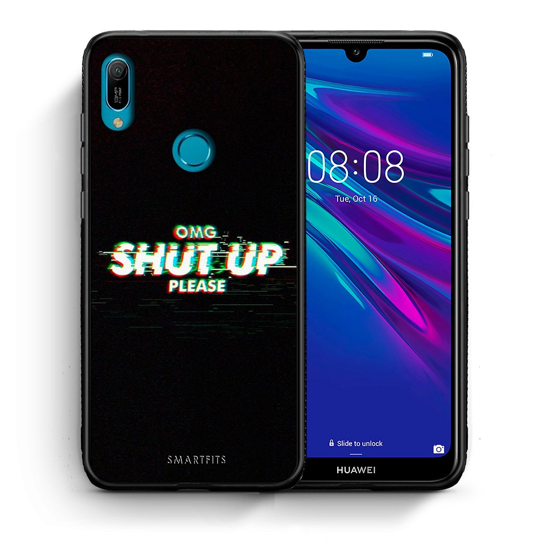 Θήκη Huawei Y6 2019 OMG ShutUp από τη Smartfits με σχέδιο στο πίσω μέρος και μαύρο περίβλημα | Huawei Y6 2019 OMG ShutUp case with colorful back and black bezels