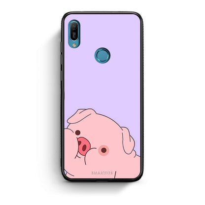 Huawei Y6 2019 Pig Love 2 Θήκη Αγίου Βαλεντίνου από τη Smartfits με σχέδιο στο πίσω μέρος και μαύρο περίβλημα | Smartphone case with colorful back and black bezels by Smartfits