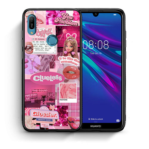 Θήκη Αγίου Βαλεντίνου Huawei Y6 2019 Pink Love από τη Smartfits με σχέδιο στο πίσω μέρος και μαύρο περίβλημα | Huawei Y6 2019 Pink Love case with colorful back and black bezels