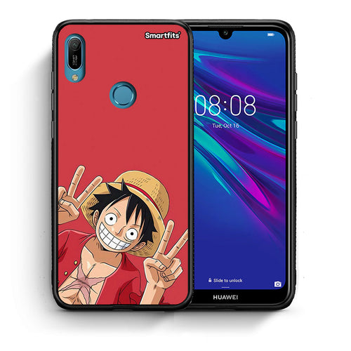 Θήκη Huawei Y6 2019 Pirate Luffy από τη Smartfits με σχέδιο στο πίσω μέρος και μαύρο περίβλημα | Huawei Y6 2019 Pirate Luffy case with colorful back and black bezels