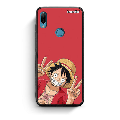 Huawei Y6 2019 Pirate Luffy Θήκη από τη Smartfits με σχέδιο στο πίσω μέρος και μαύρο περίβλημα | Smartphone case with colorful back and black bezels by Smartfits