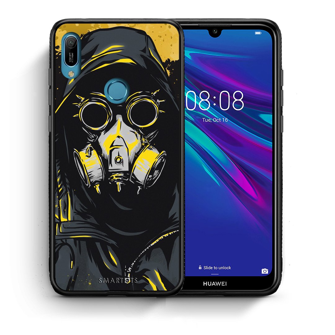 Θήκη Huawei Y6 2019 Mask PopArt από τη Smartfits με σχέδιο στο πίσω μέρος και μαύρο περίβλημα | Huawei Y6 2019 Mask PopArt case with colorful back and black bezels