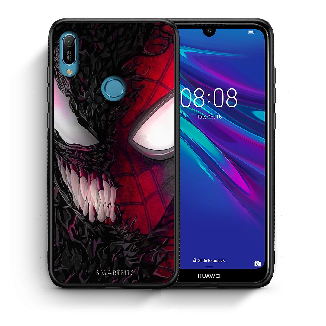 Θήκη Huawei Y6 2019 SpiderVenom PopArt από τη Smartfits με σχέδιο στο πίσω μέρος και μαύρο περίβλημα | Huawei Y6 2019 SpiderVenom PopArt case with colorful back and black bezels