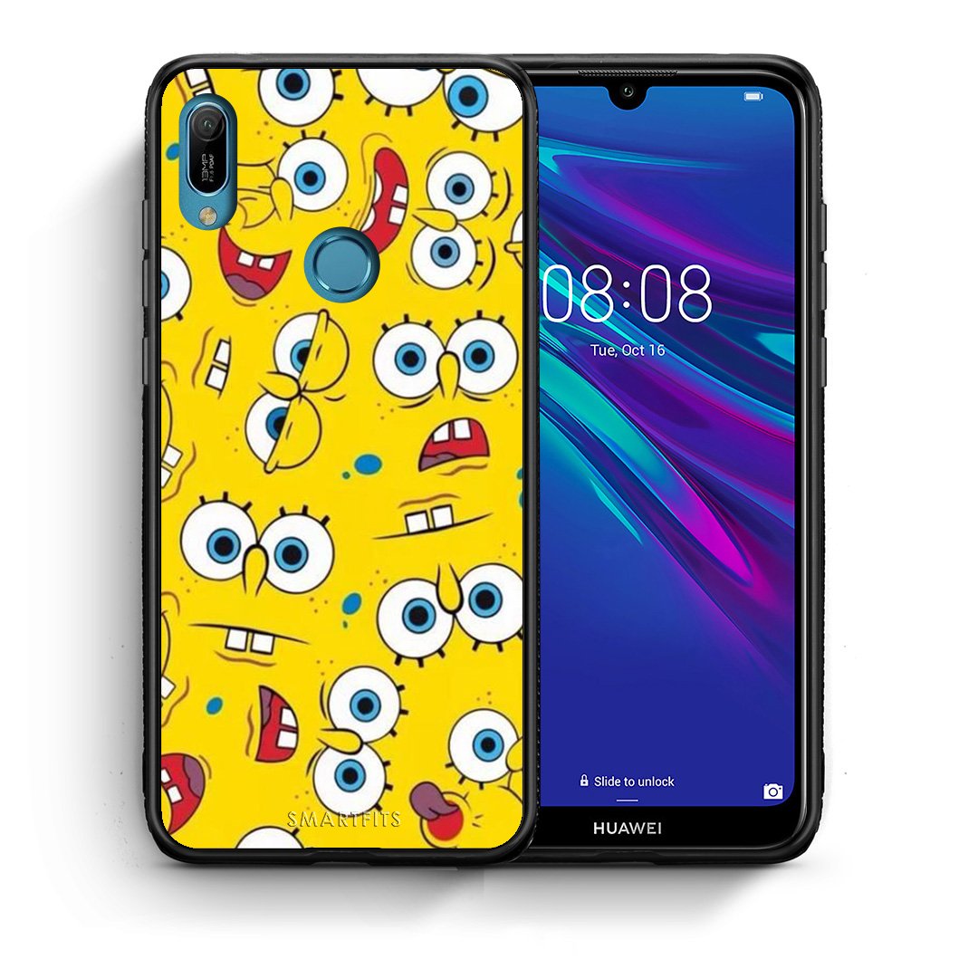 Θήκη Huawei Y6 2019 Sponge PopArt από τη Smartfits με σχέδιο στο πίσω μέρος και μαύρο περίβλημα | Huawei Y6 2019 Sponge PopArt case with colorful back and black bezels