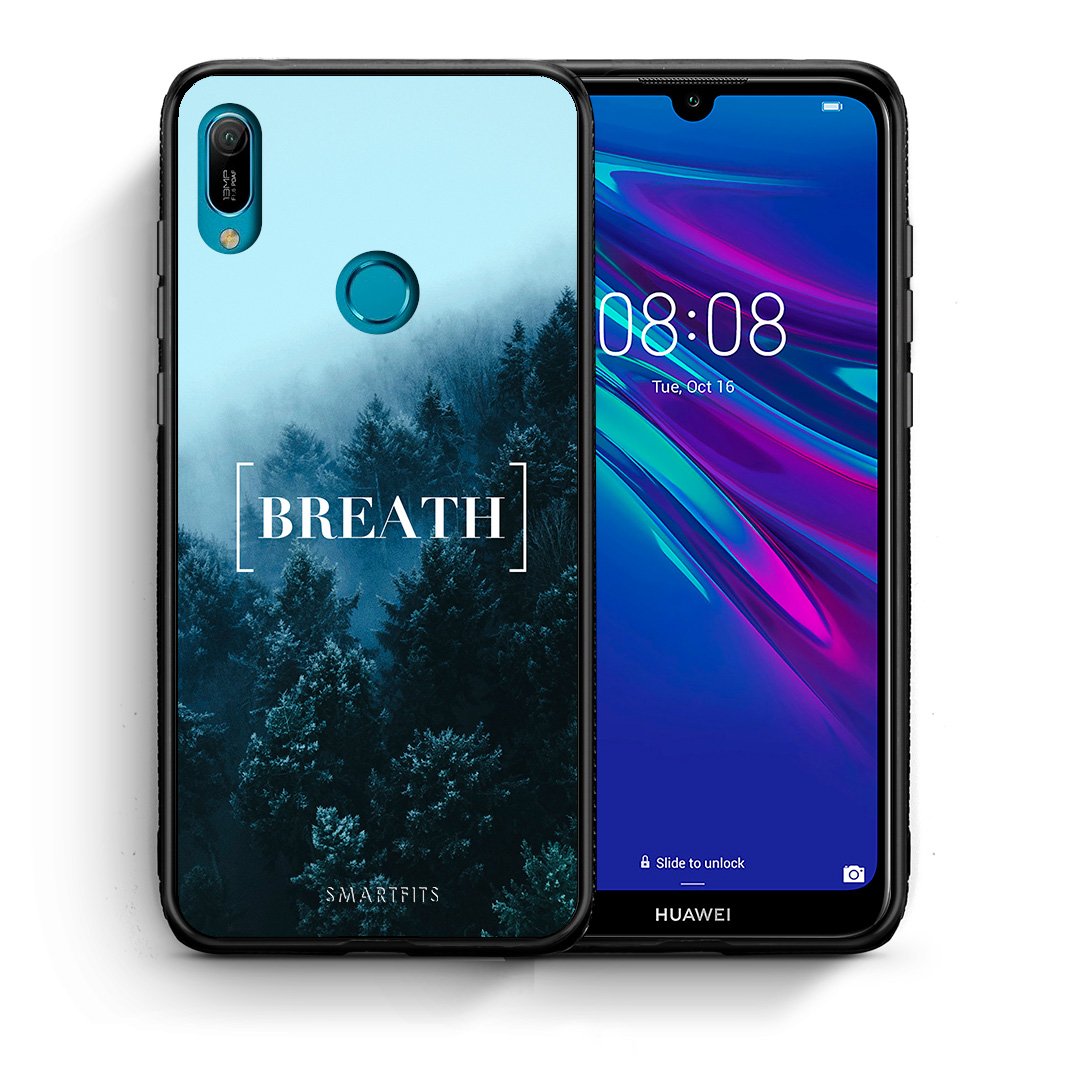Θήκη Huawei Y6 2019 Breath Quote από τη Smartfits με σχέδιο στο πίσω μέρος και μαύρο περίβλημα | Huawei Y6 2019 Breath Quote case with colorful back and black bezels
