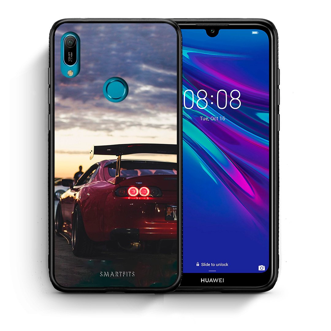 Θήκη Huawei Y6 2019 Racing Supra από τη Smartfits με σχέδιο στο πίσω μέρος και μαύρο περίβλημα | Huawei Y6 2019 Racing Supra case with colorful back and black bezels