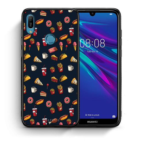 Θήκη Huawei Y6 2019 Hungry Random από τη Smartfits με σχέδιο στο πίσω μέρος και μαύρο περίβλημα | Huawei Y6 2019 Hungry Random case with colorful back and black bezels