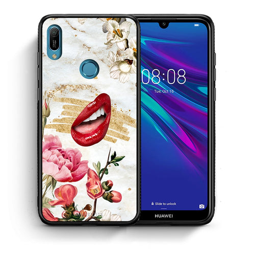 Θήκη Huawei Y6 2019 Red Lips από τη Smartfits με σχέδιο στο πίσω μέρος και μαύρο περίβλημα | Huawei Y6 2019 Red Lips case with colorful back and black bezels