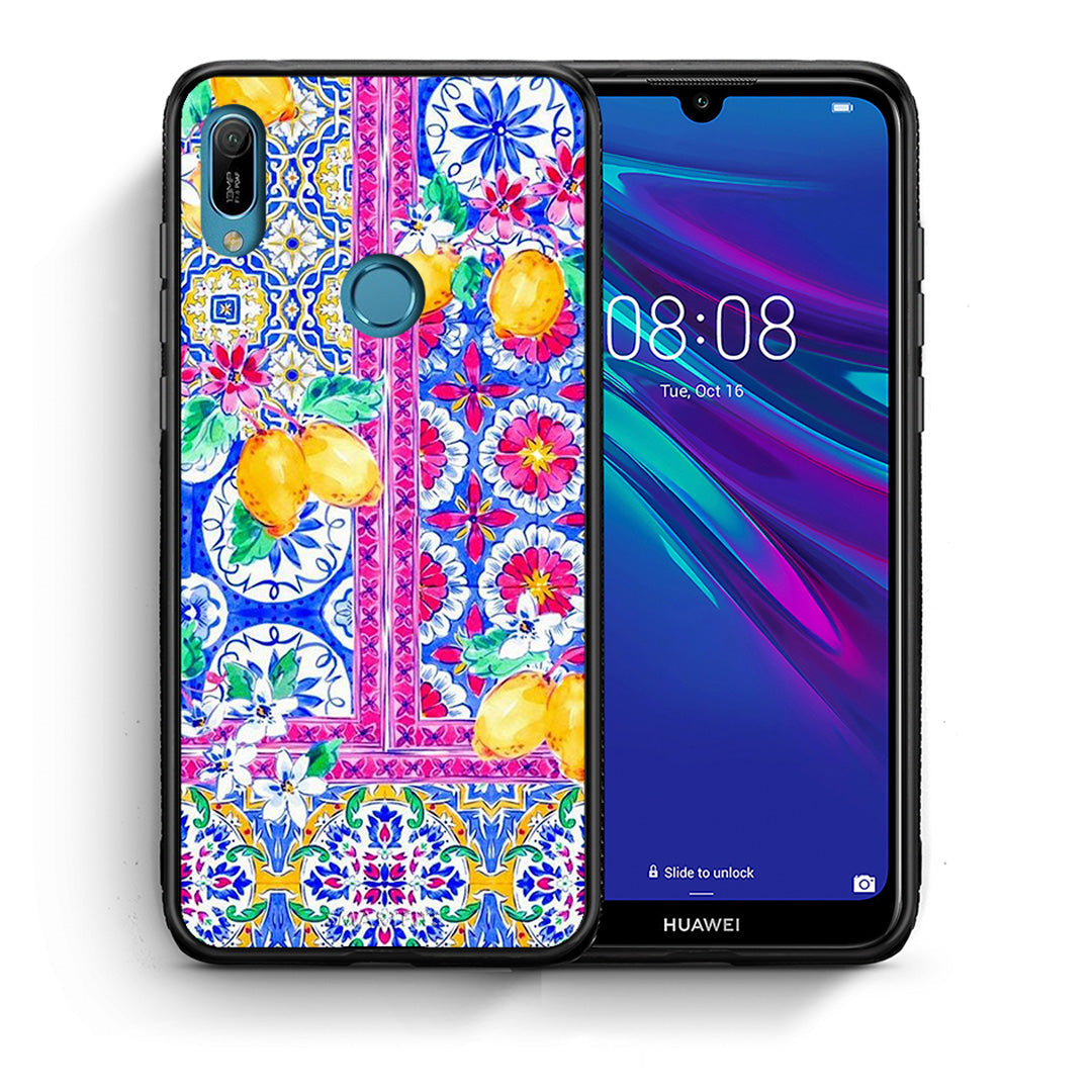 Θήκη Huawei Y6 2019 Retro Spring από τη Smartfits με σχέδιο στο πίσω μέρος και μαύρο περίβλημα | Huawei Y6 2019 Retro Spring case with colorful back and black bezels