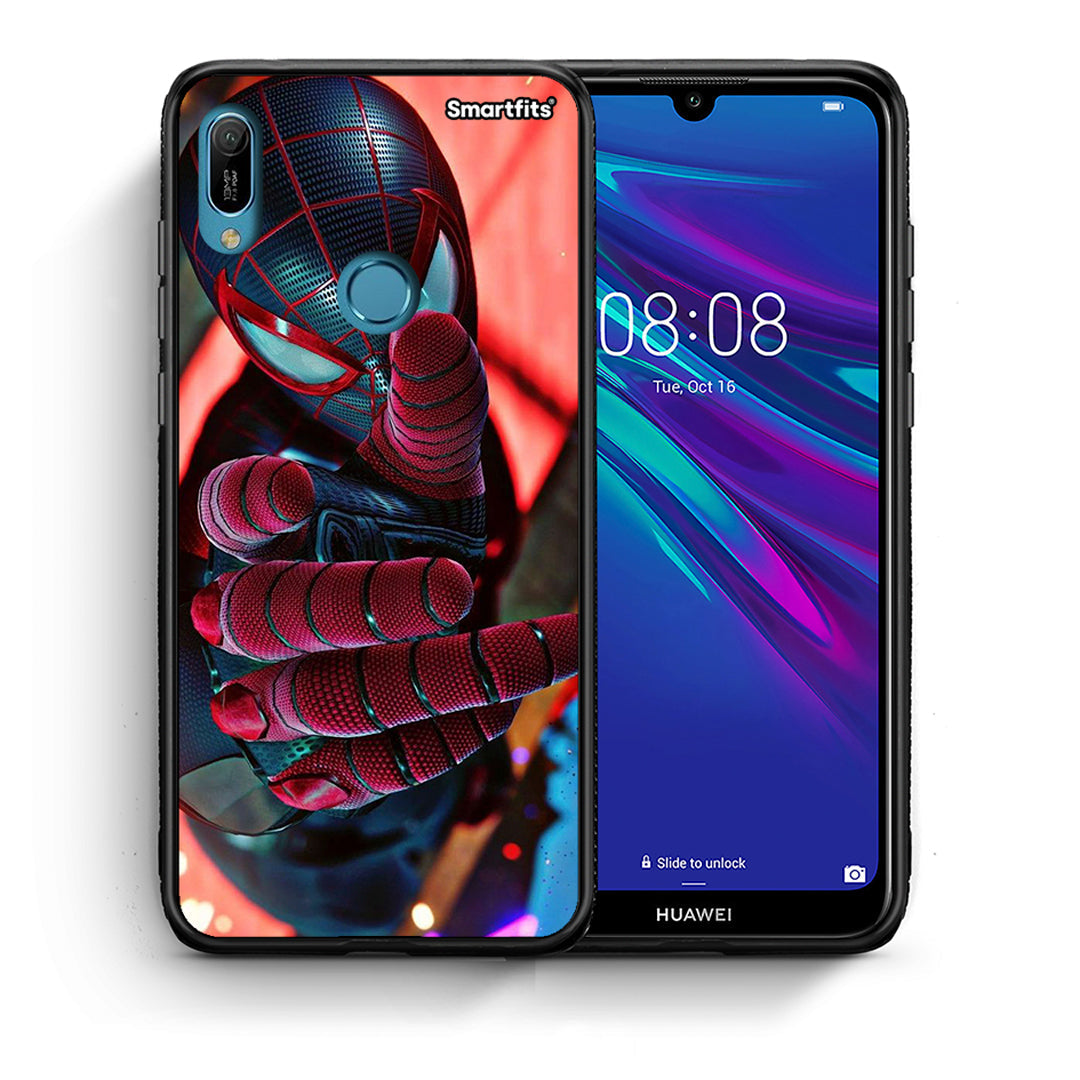 Θήκη Huawei Y6 2019 Spider Hand από τη Smartfits με σχέδιο στο πίσω μέρος και μαύρο περίβλημα | Huawei Y6 2019 Spider Hand case with colorful back and black bezels