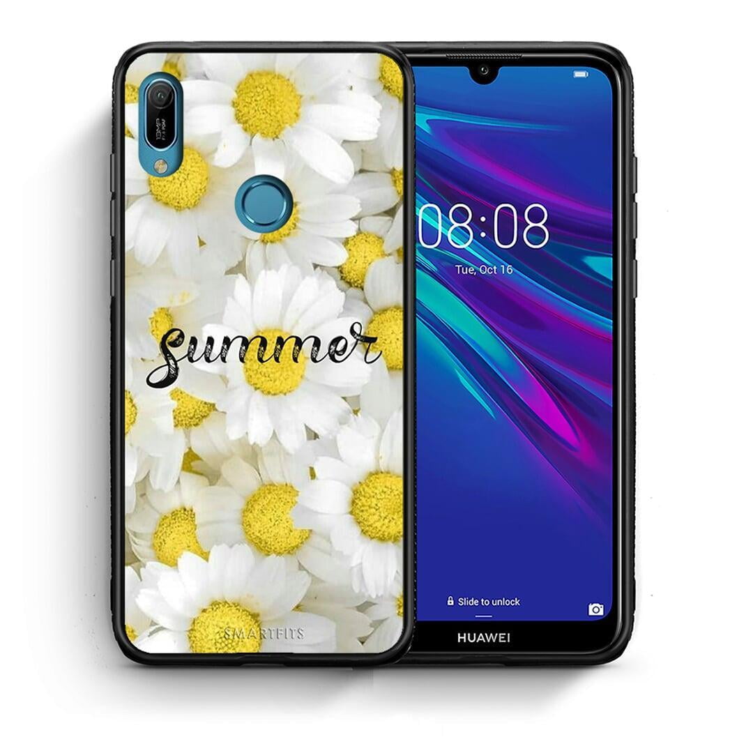 Θήκη Huawei Y6 2019 Summer Daisies από τη Smartfits με σχέδιο στο πίσω μέρος και μαύρο περίβλημα | Huawei Y6 2019 Summer Daisies case with colorful back and black bezels