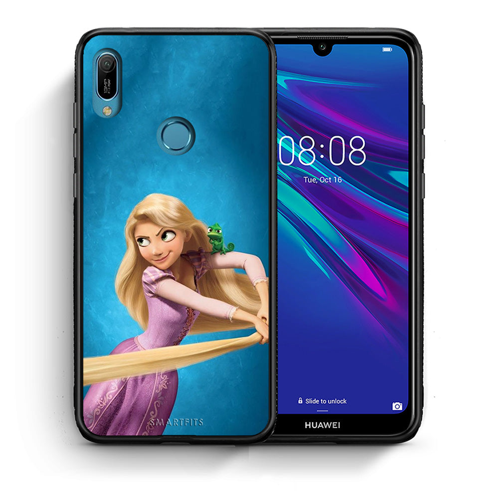 Θήκη Αγίου Βαλεντίνου Huawei Y6 2019 Tangled 2 από τη Smartfits με σχέδιο στο πίσω μέρος και μαύρο περίβλημα | Huawei Y6 2019 Tangled 2 case with colorful back and black bezels