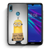 Thumbnail for Θήκη Huawei Y6 2019 Minion Text από τη Smartfits με σχέδιο στο πίσω μέρος και μαύρο περίβλημα | Huawei Y6 2019 Minion Text case with colorful back and black bezels