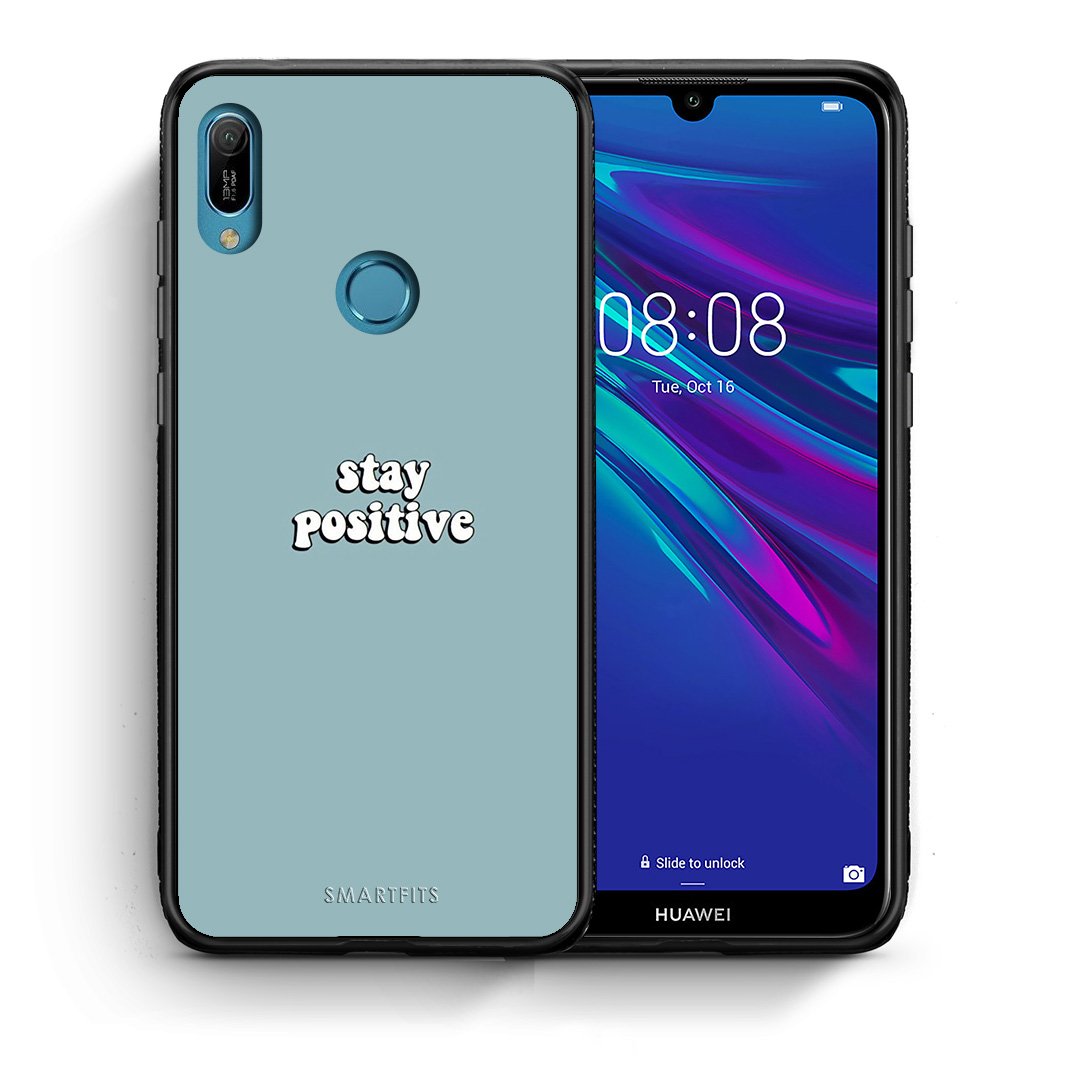Θήκη Huawei Y6 2019 Positive Text από τη Smartfits με σχέδιο στο πίσω μέρος και μαύρο περίβλημα | Huawei Y6 2019 Positive Text case with colorful back and black bezels