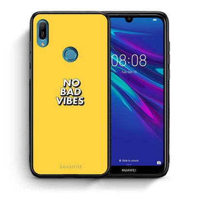 Θήκη Huawei Y6 2019 Vibes Text από τη Smartfits με σχέδιο στο πίσω μέρος και μαύρο περίβλημα | Huawei Y6 2019 Vibes Text case with colorful back and black bezels