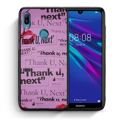 Θήκη Αγίου Βαλεντίνου Huawei Y6 2019 Thank You Next από τη Smartfits με σχέδιο στο πίσω μέρος και μαύρο περίβλημα | Huawei Y6 2019 Thank You Next case with colorful back and black bezels