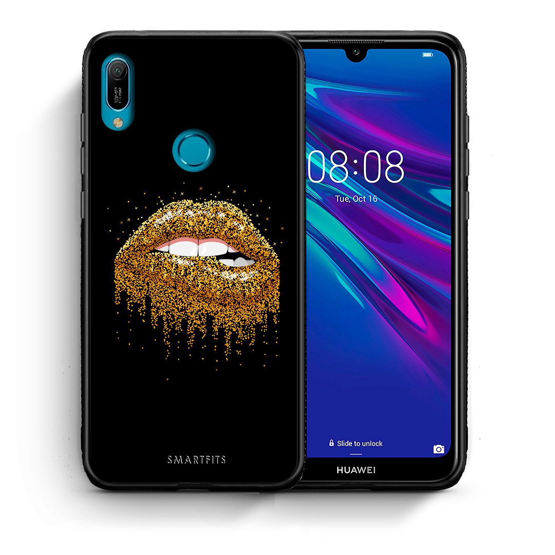 Θήκη Huawei Y6 2019 Golden Valentine από τη Smartfits με σχέδιο στο πίσω μέρος και μαύρο περίβλημα | Huawei Y6 2019 Golden Valentine case with colorful back and black bezels
