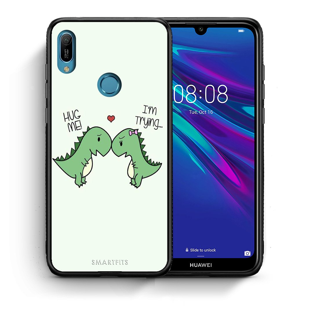Θήκη Huawei Y6 2019 Rex Valentine από τη Smartfits με σχέδιο στο πίσω μέρος και μαύρο περίβλημα | Huawei Y6 2019 Rex Valentine case with colorful back and black bezels