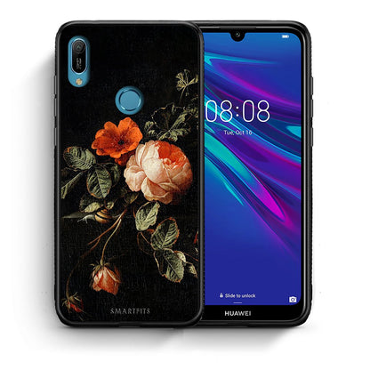 Θήκη Huawei Y6 2019 Vintage Roses από τη Smartfits με σχέδιο στο πίσω μέρος και μαύρο περίβλημα | Huawei Y6 2019 Vintage Roses case with colorful back and black bezels