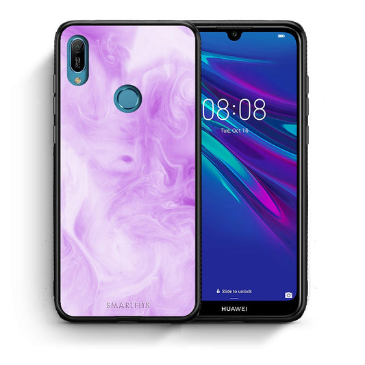 Θήκη Huawei Y6 2019 Lavender Watercolor από τη Smartfits με σχέδιο στο πίσω μέρος και μαύρο περίβλημα | Huawei Y6 2019 Lavender Watercolor case with colorful back and black bezels