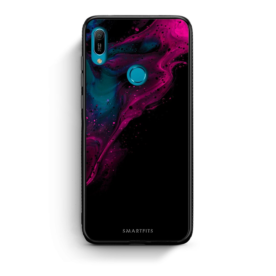 4 - Huawei Y6 2019 Pink Black Watercolor case, cover, bumper