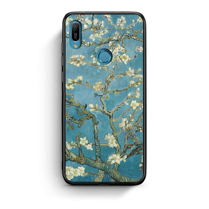 Huawei Y6 2019 White Blossoms θήκη από τη Smartfits με σχέδιο στο πίσω μέρος και μαύρο περίβλημα | Smartphone case with colorful back and black bezels by Smartfits