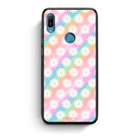 Thumbnail for Huawei Y6 2019 White Daisies θήκη από τη Smartfits με σχέδιο στο πίσω μέρος και μαύρο περίβλημα | Smartphone case with colorful back and black bezels by Smartfits