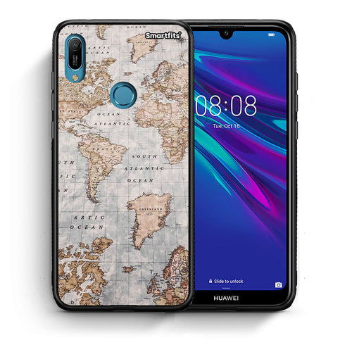 Θήκη Huawei Y6 2019 World Map από τη Smartfits με σχέδιο στο πίσω μέρος και μαύρο περίβλημα | Huawei Y6 2019 World Map case with colorful back and black bezels