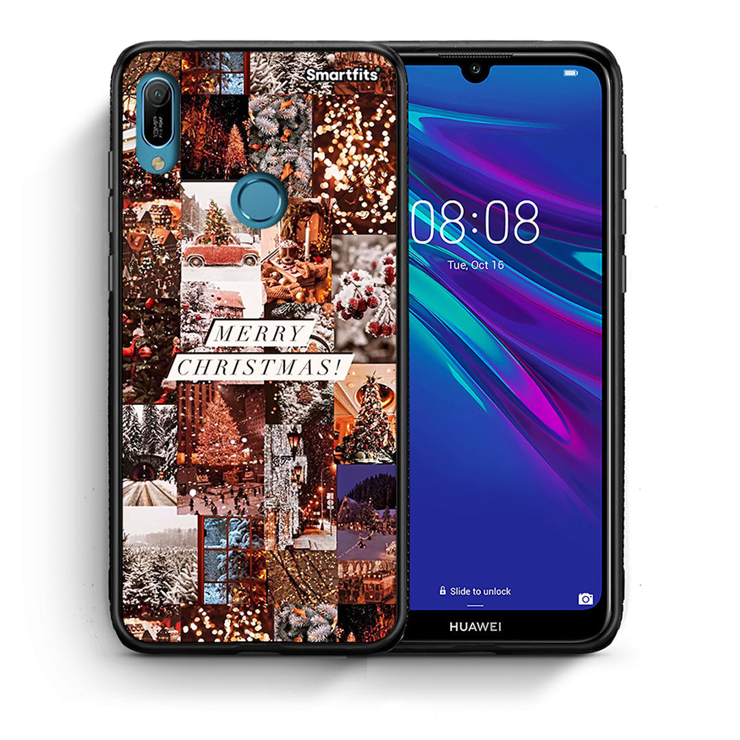 Θήκη Huawei Y6 2019 Xmas Collage από τη Smartfits με σχέδιο στο πίσω μέρος και μαύρο περίβλημα | Huawei Y6 2019 Xmas Collage case with colorful back and black bezels