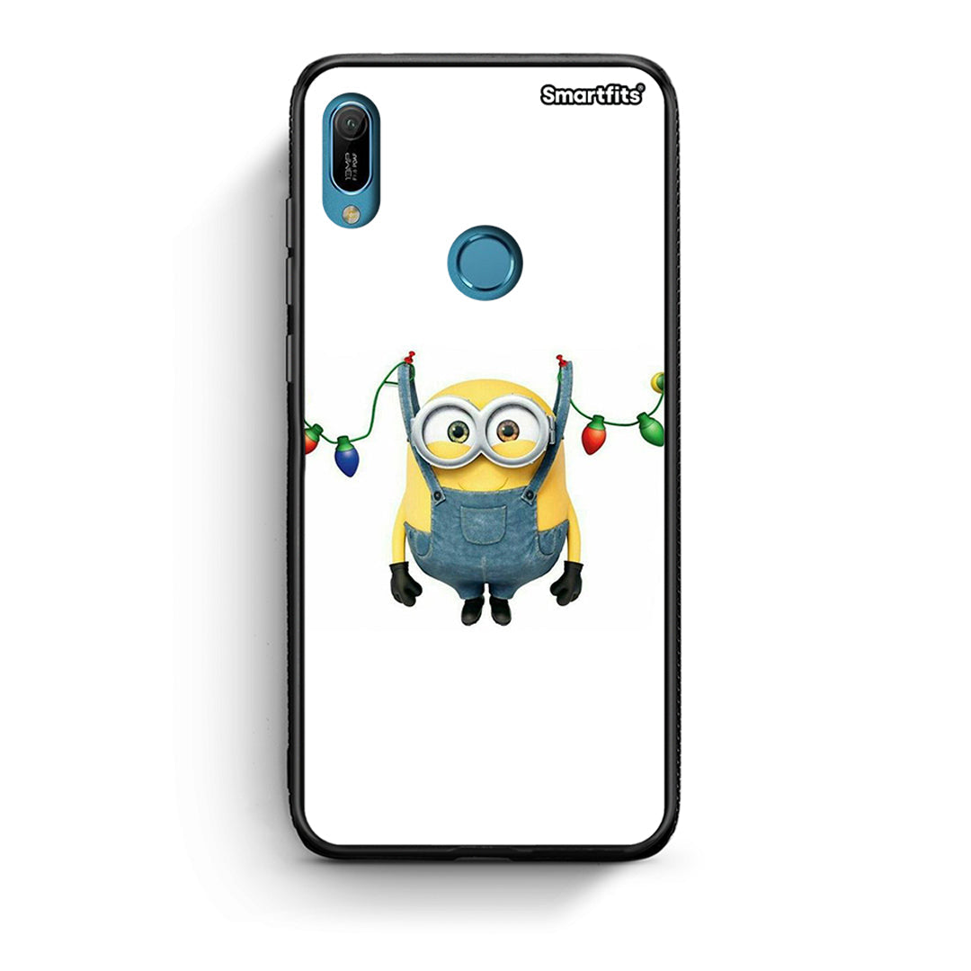 Huawei Y6 2019 Xmas Minion Lights θήκη από τη Smartfits με σχέδιο στο πίσω μέρος και μαύρο περίβλημα | Smartphone case with colorful back and black bezels by Smartfits