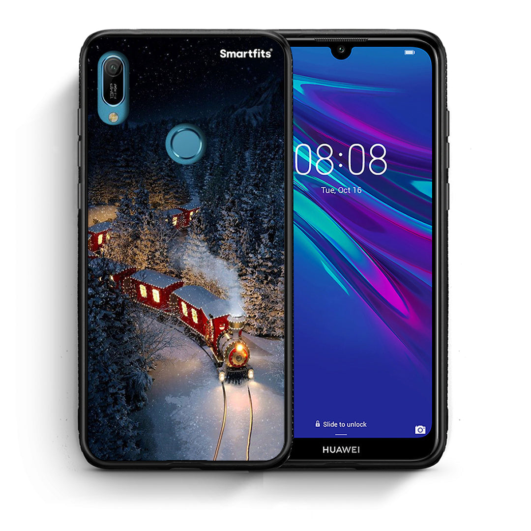 Θήκη Huawei Y6 2019 Xmas Train από τη Smartfits με σχέδιο στο πίσω μέρος και μαύρο περίβλημα | Huawei Y6 2019 Xmas Train case with colorful back and black bezels