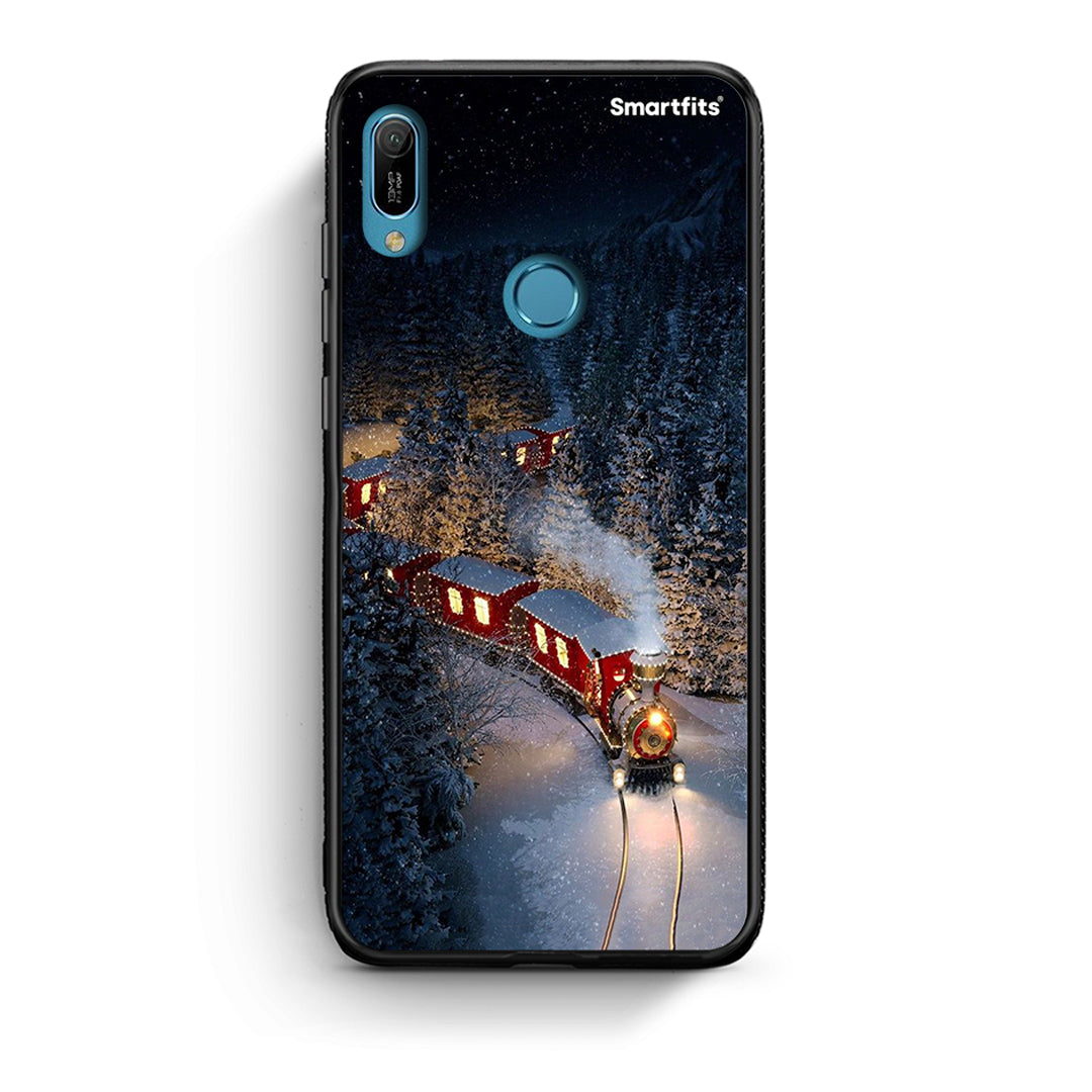 Huawei Y6 2019 Xmas Train θήκη από τη Smartfits με σχέδιο στο πίσω μέρος και μαύρο περίβλημα | Smartphone case with colorful back and black bezels by Smartfits