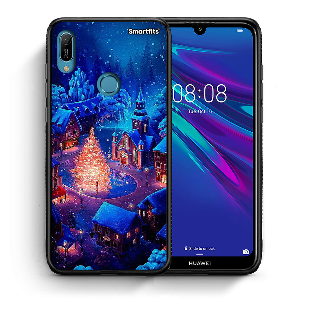 Θήκη Huawei Y6 2019 Xmas Village από τη Smartfits με σχέδιο στο πίσω μέρος και μαύρο περίβλημα | Huawei Y6 2019 Xmas Village case with colorful back and black bezels