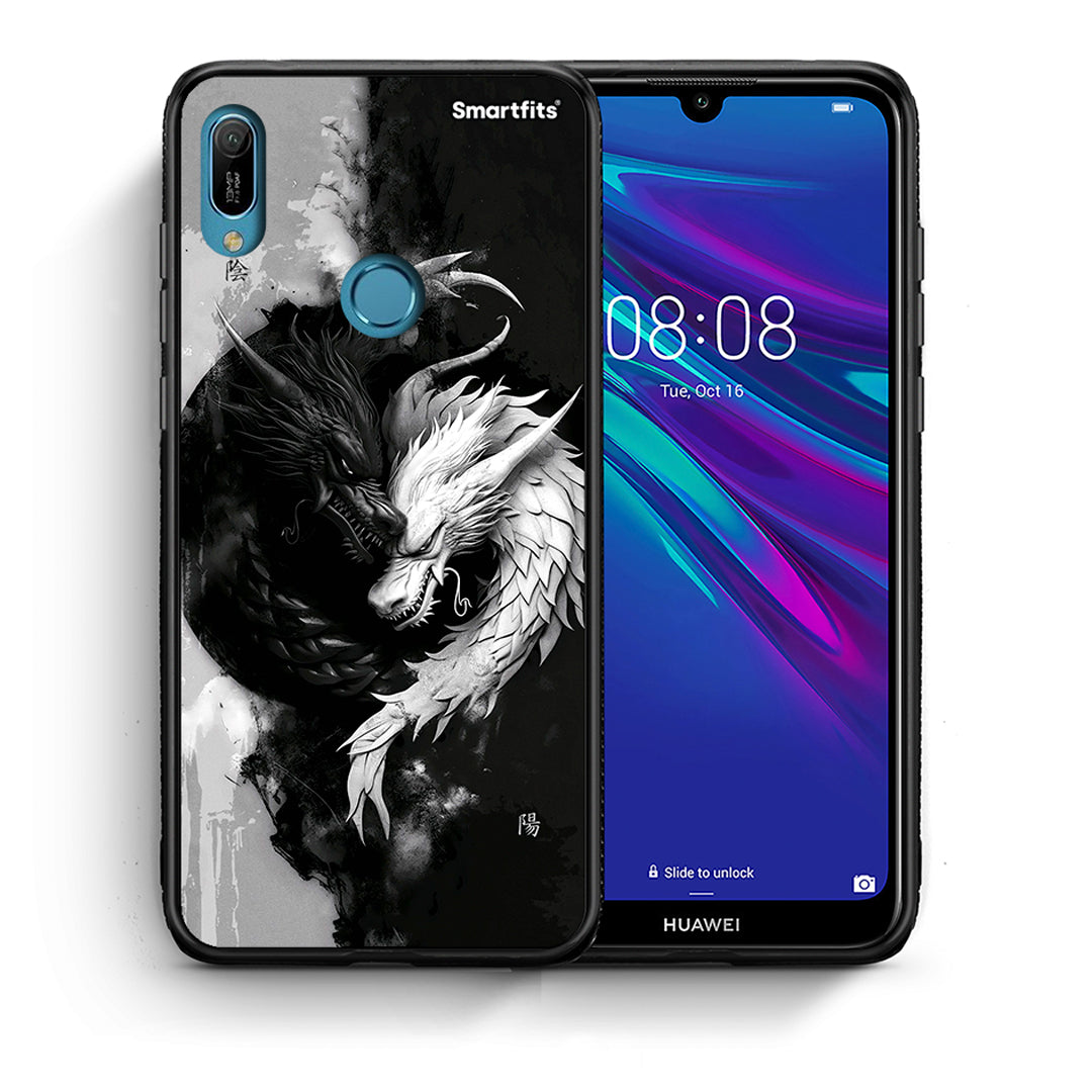 Θήκη Huawei Y6 2019 Yin Yang από τη Smartfits με σχέδιο στο πίσω μέρος και μαύρο περίβλημα | Huawei Y6 2019 Yin Yang case with colorful back and black bezels