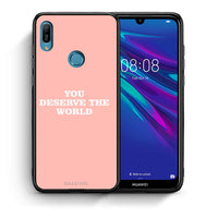 Thumbnail for Θήκη Αγίου Βαλεντίνου Huawei Y6 2019 You Deserve The World από τη Smartfits με σχέδιο στο πίσω μέρος και μαύρο περίβλημα | Huawei Y6 2019 You Deserve The World case with colorful back and black bezels