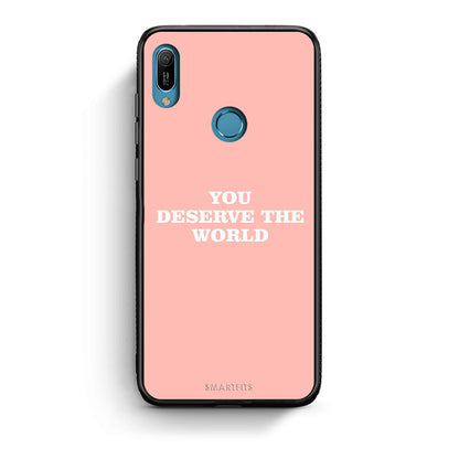 Huawei Y6 2019 You Deserve The World Θήκη Αγίου Βαλεντίνου από τη Smartfits με σχέδιο στο πίσω μέρος και μαύρο περίβλημα | Smartphone case with colorful back and black bezels by Smartfits