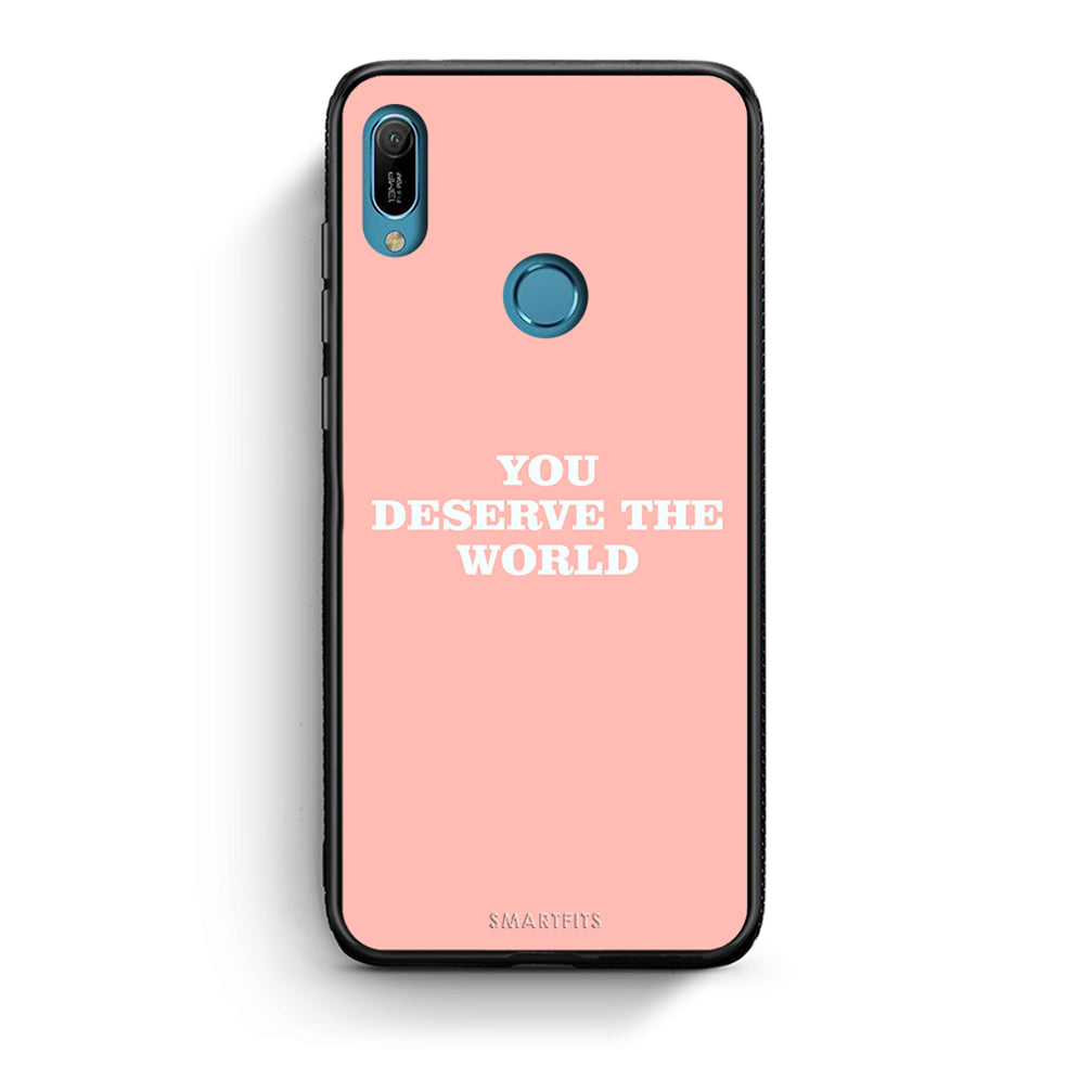 Huawei Y6 2019 You Deserve The World Θήκη Αγίου Βαλεντίνου από τη Smartfits με σχέδιο στο πίσω μέρος και μαύρο περίβλημα | Smartphone case with colorful back and black bezels by Smartfits