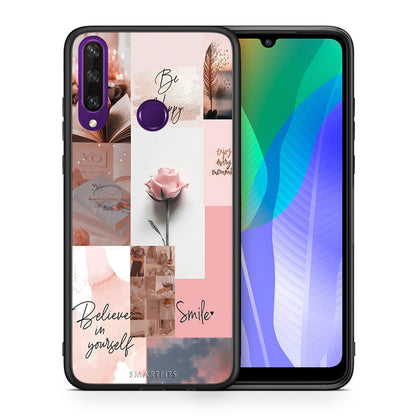 Θήκη Huawei Y6p Aesthetic Collage από τη Smartfits με σχέδιο στο πίσω μέρος και μαύρο περίβλημα | Huawei Y6p Aesthetic Collage case with colorful back and black bezels