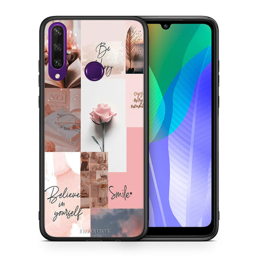 Θήκη Huawei Y6p Aesthetic Collage από τη Smartfits με σχέδιο στο πίσω μέρος και μαύρο περίβλημα | Huawei Y6p Aesthetic Collage case with colorful back and black bezels