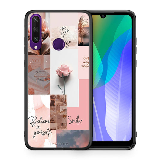 Θήκη Huawei Y6p Aesthetic Collage από τη Smartfits με σχέδιο στο πίσω μέρος και μαύρο περίβλημα | Huawei Y6p Aesthetic Collage case with colorful back and black bezels