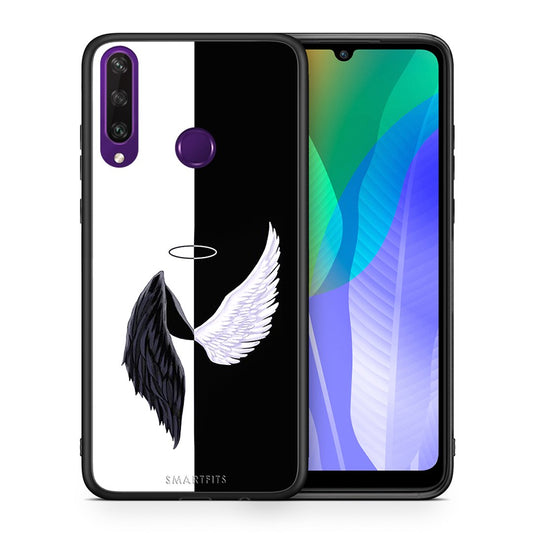 Θήκη Huawei Y6p Angels Demons από τη Smartfits με σχέδιο στο πίσω μέρος και μαύρο περίβλημα | Huawei Y6p Angels Demons case with colorful back and black bezels