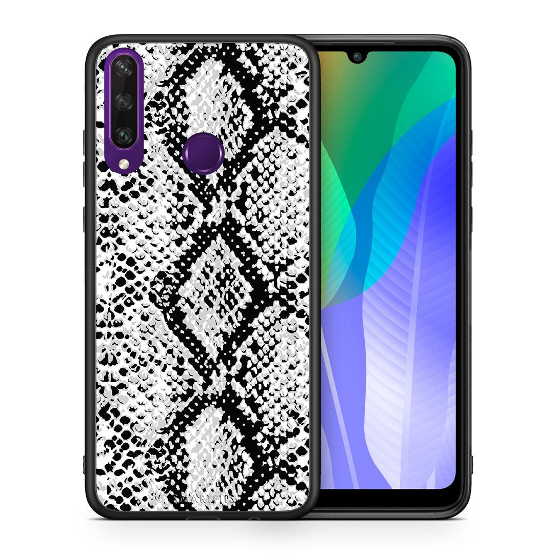 Θήκη Huawei Y6p White Snake Animal από τη Smartfits με σχέδιο στο πίσω μέρος και μαύρο περίβλημα | Huawei Y6p White Snake Animal case with colorful back and black bezels
