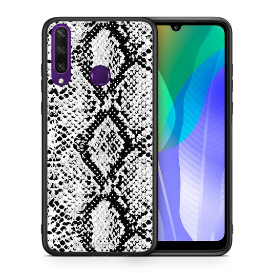 Θήκη Huawei Y6p White Snake Animal από τη Smartfits με σχέδιο στο πίσω μέρος και μαύρο περίβλημα | Huawei Y6p White Snake Animal case with colorful back and black bezels