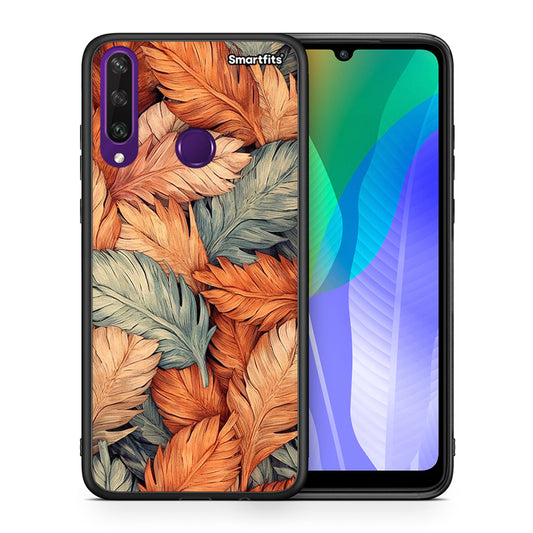 Θήκη Huawei Y6p Autumn Leaves από τη Smartfits με σχέδιο στο πίσω μέρος και μαύρο περίβλημα | Huawei Y6p Autumn Leaves case with colorful back and black bezels