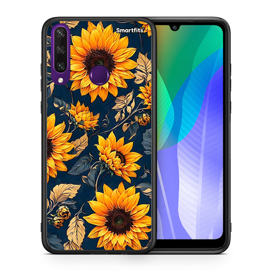 Θήκη Huawei Y6p Autumn Sunflowers από τη Smartfits με σχέδιο στο πίσω μέρος και μαύρο περίβλημα | Huawei Y6p Autumn Sunflowers case with colorful back and black bezels