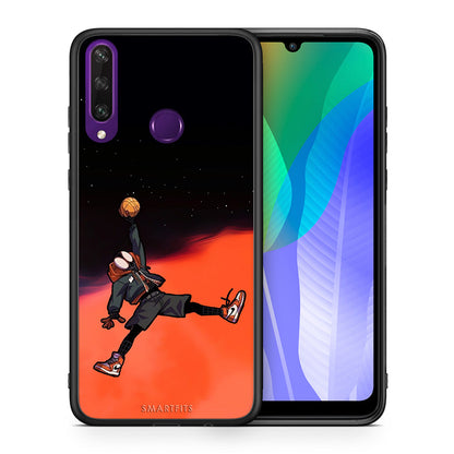 Θήκη Huawei Y6p Basketball Hero από τη Smartfits με σχέδιο στο πίσω μέρος και μαύρο περίβλημα | Huawei Y6p Basketball Hero case with colorful back and black bezels