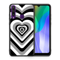 Thumbnail for Θήκη Huawei Y6p Black Hearts από τη Smartfits με σχέδιο στο πίσω μέρος και μαύρο περίβλημα | Huawei Y6p Black Hearts case with colorful back and black bezels